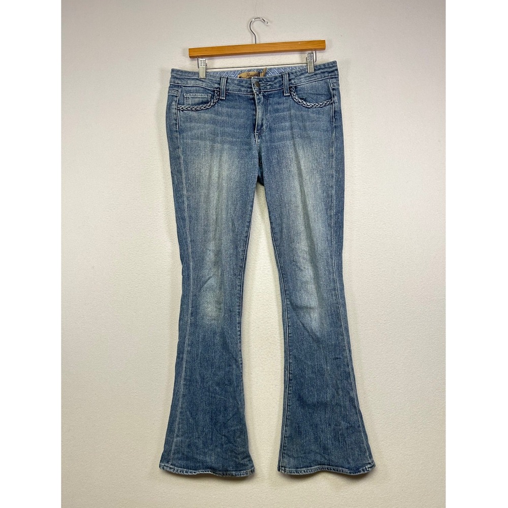 Boho Western Paige Premium Denim Womens 30 Blue Lou‎ Lou Braided Flare Jeans